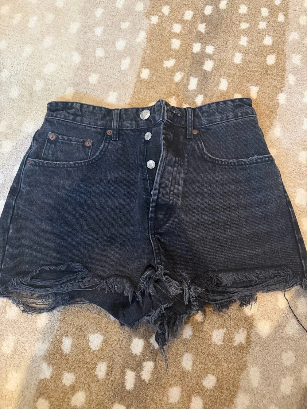 Zara black denim high-rise denim shorts